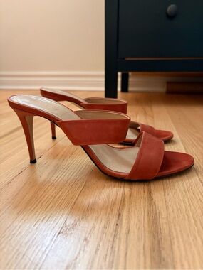 J. Crew Brown Leather High Heel Slide Sandals